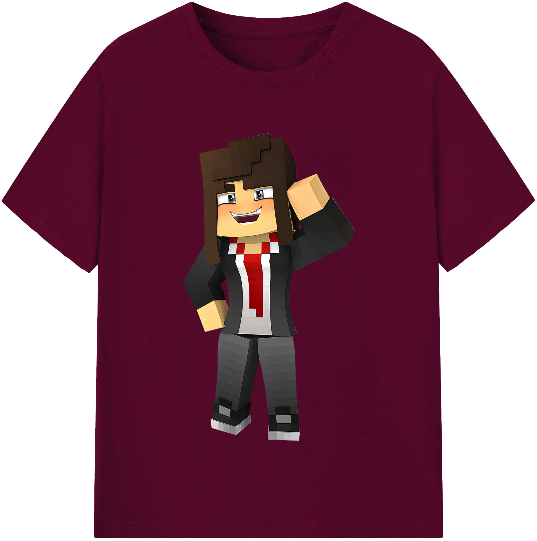 （画像用） マインクラフト ブロックの世界 Minecraft MC Block world レディースカジュアルプリントTシャツ（綿100％）